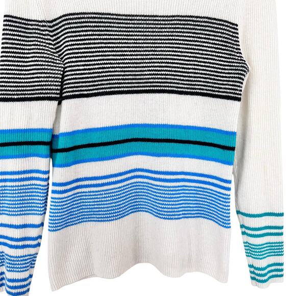 Zara soft knit stripe funnel neck sweater size XL - Picture 4 of 11